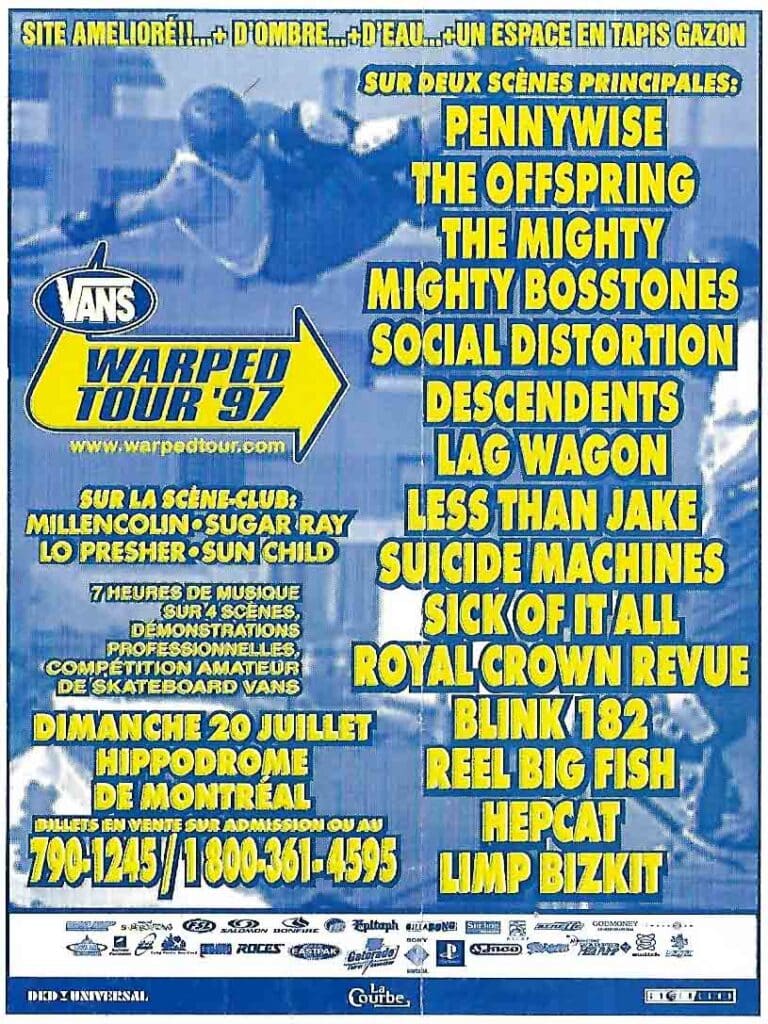 PENNYWISE OFFSPRING MIGHTY BOSSTONES SOCIAL DISTORTION DESCENDENTS LAGWAGON LESS THAN JAKE SUICIDE MACHINES SICK OF IT ALL BLINK-182 HEPCAT LIMP BIZKIT