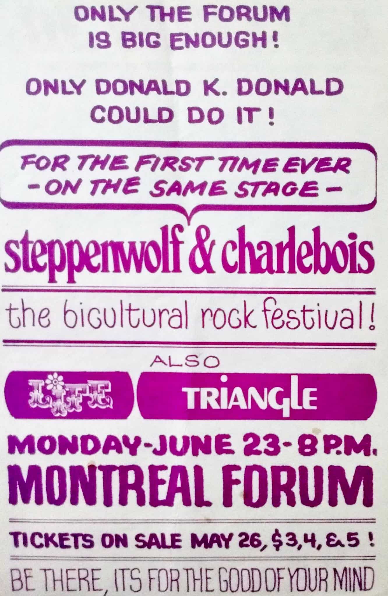 Affiche — Steppenwolf et Robert Charlebois
