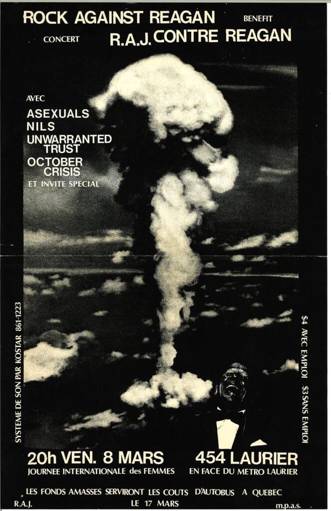 ROCK AGAINST REAGAN ASEXUALS THE NILS UNWARRANTED TRUST OCTOBER CRISIS