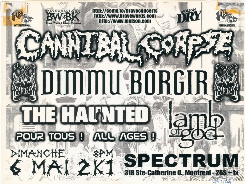 CANNIBAL CORPSE DIMMU BORGIR THE HAUNTED LAMB OF GOD