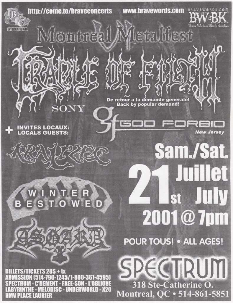 CRADLE OF FILTH GOD FORBID KRALIZEC WINTER BESTOWED ASGARD