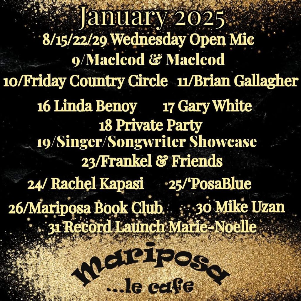 CAFÉ MARIPOSA CALENDRIER JANVIER 2025