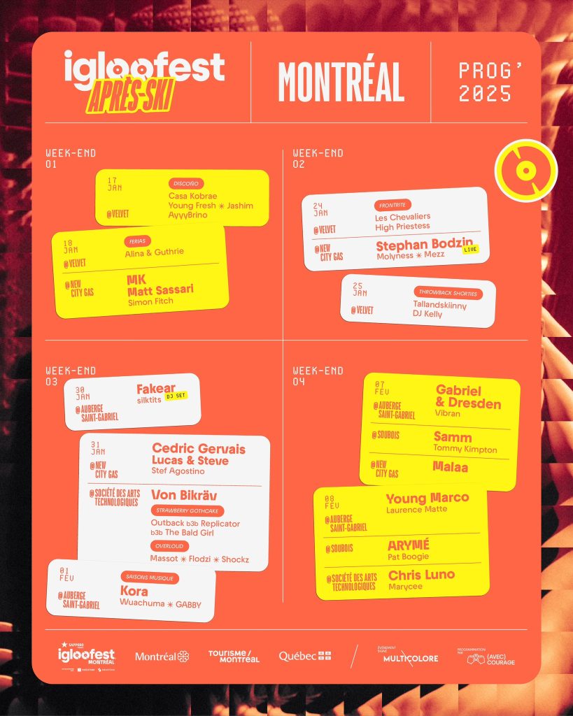 IGLOOFEST CALENDRIER JANVIER 2025