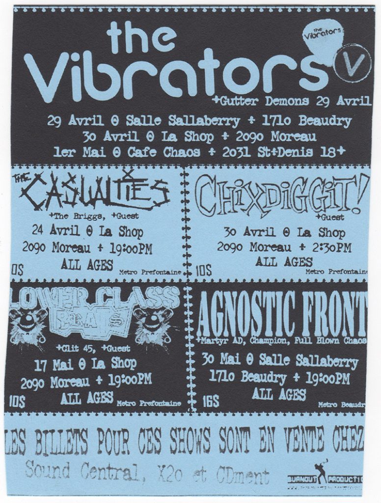 THE VIBRATORS LOWER CLASS BRATS CASUALTIES AGNOSTIC FRONT CHIXDIGGIT (BLEU)