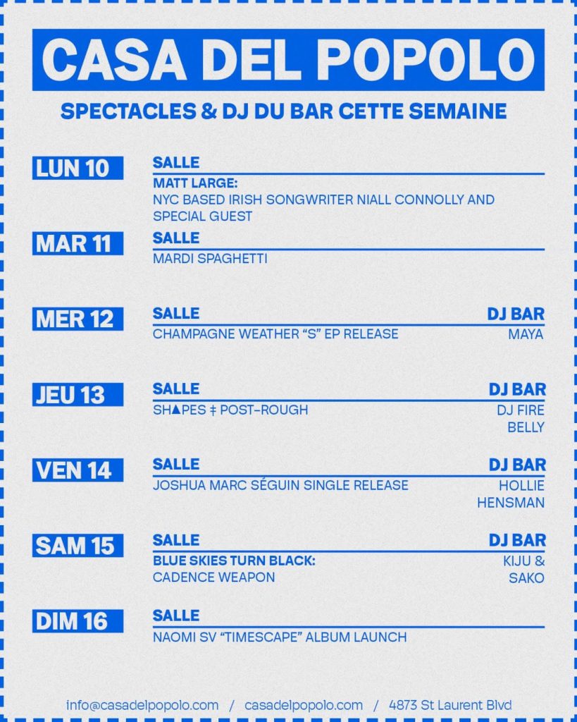 CASA DEL POPOLO CALENDRIER 10 MARS 2025