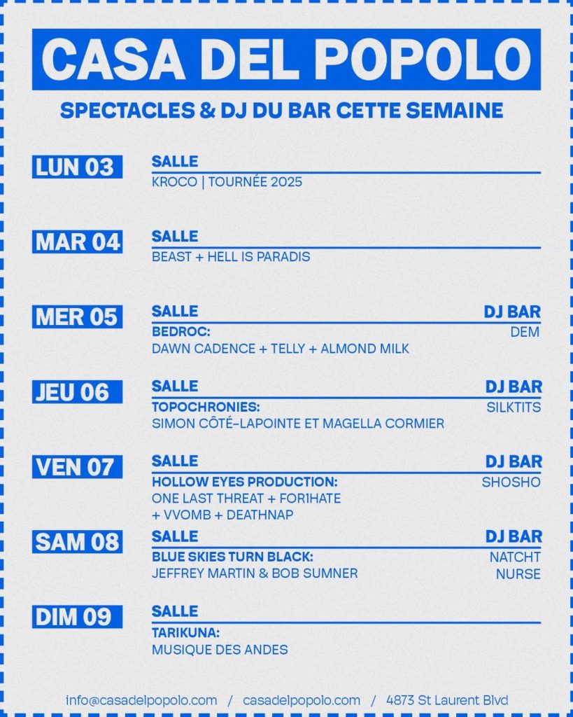 CASA DEL POPOLO CALENDRIER 3 MARS 2025