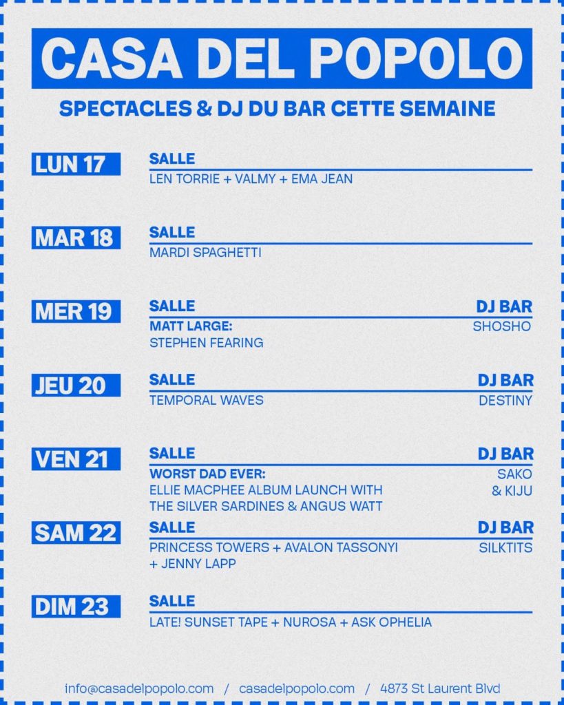 CASA DEL POPOLO CALENDRIER 17 FÉVRIER 2025