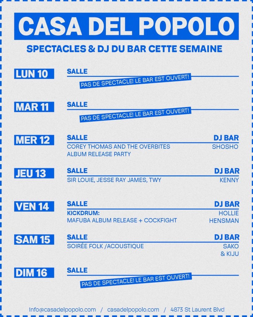 CASA DEL POPOLO CALENDRIER 10 FÉVRIER 2025