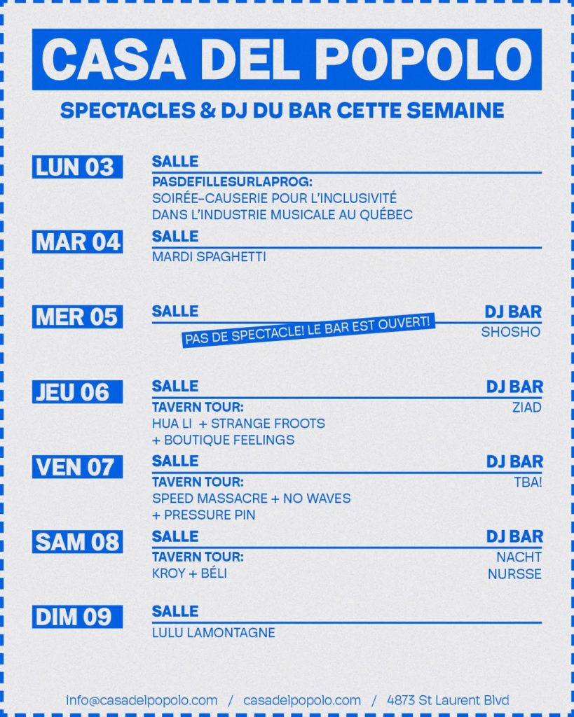 CASA DEL POPOLO CALENDRIER 3 FÉVRIER 2025