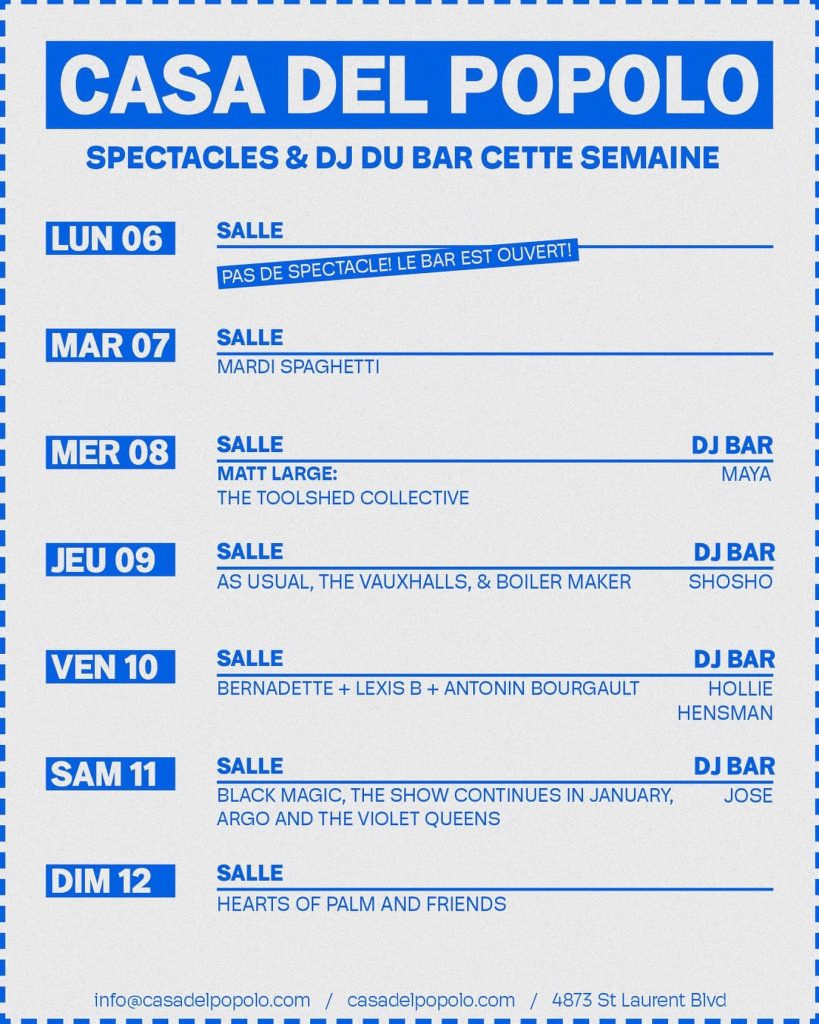 CASA DEL POPOLO CALENDRIER 6 JANVIER 2025