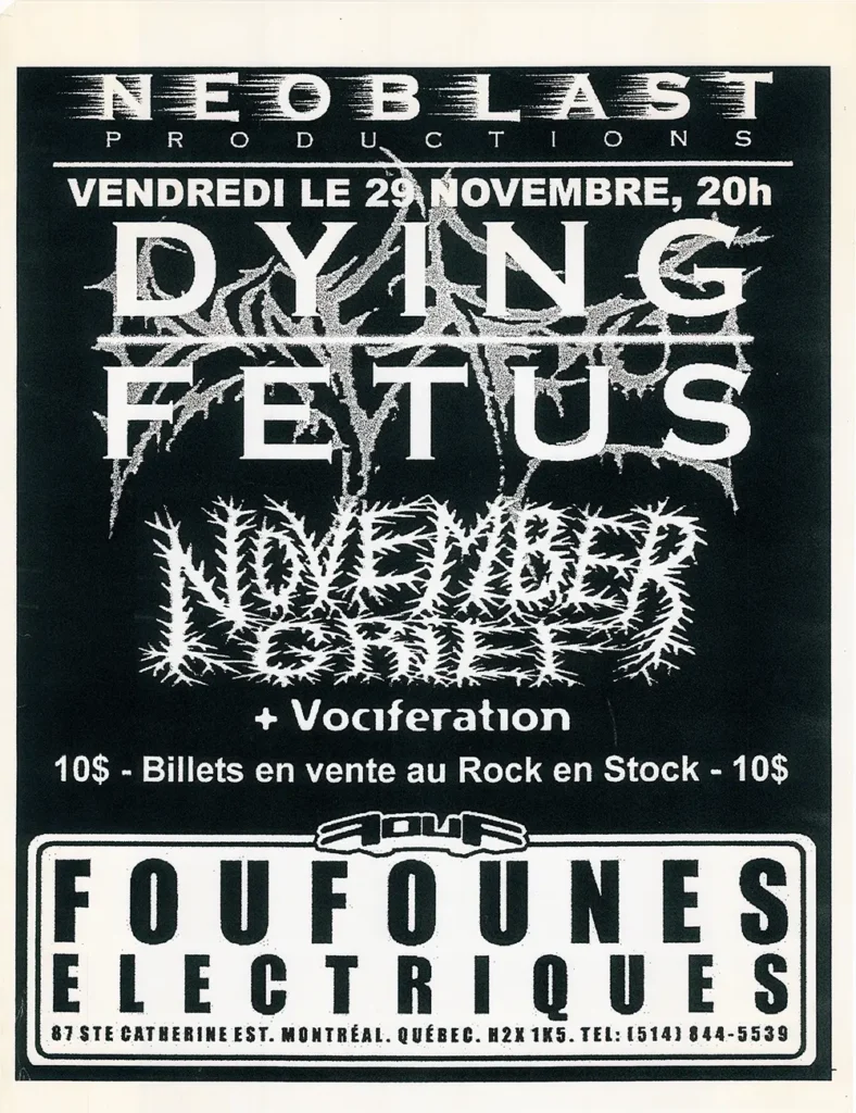 DYING FETUS NOVEMBER GRIEF VOCIFERATION