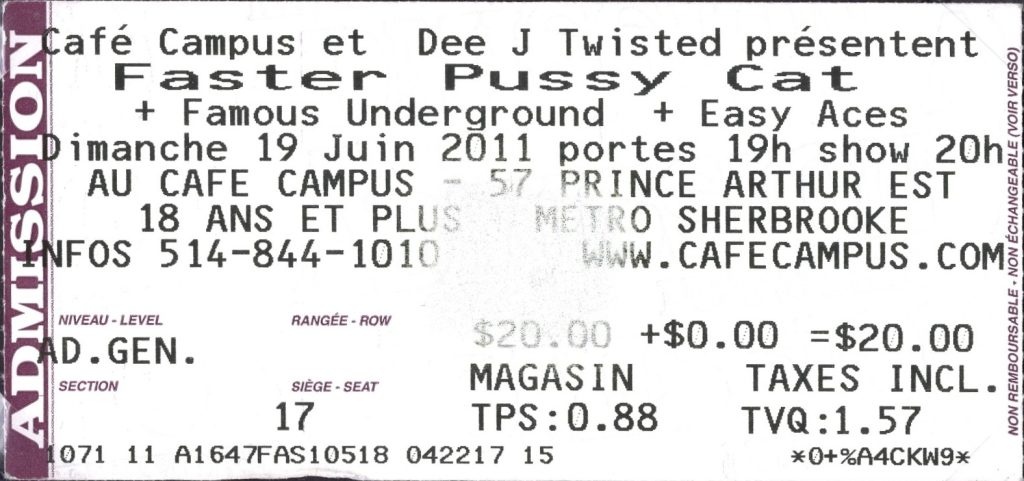FASTER PUSSYCAT FAMOUS UNDERGROUND EASY ACES
