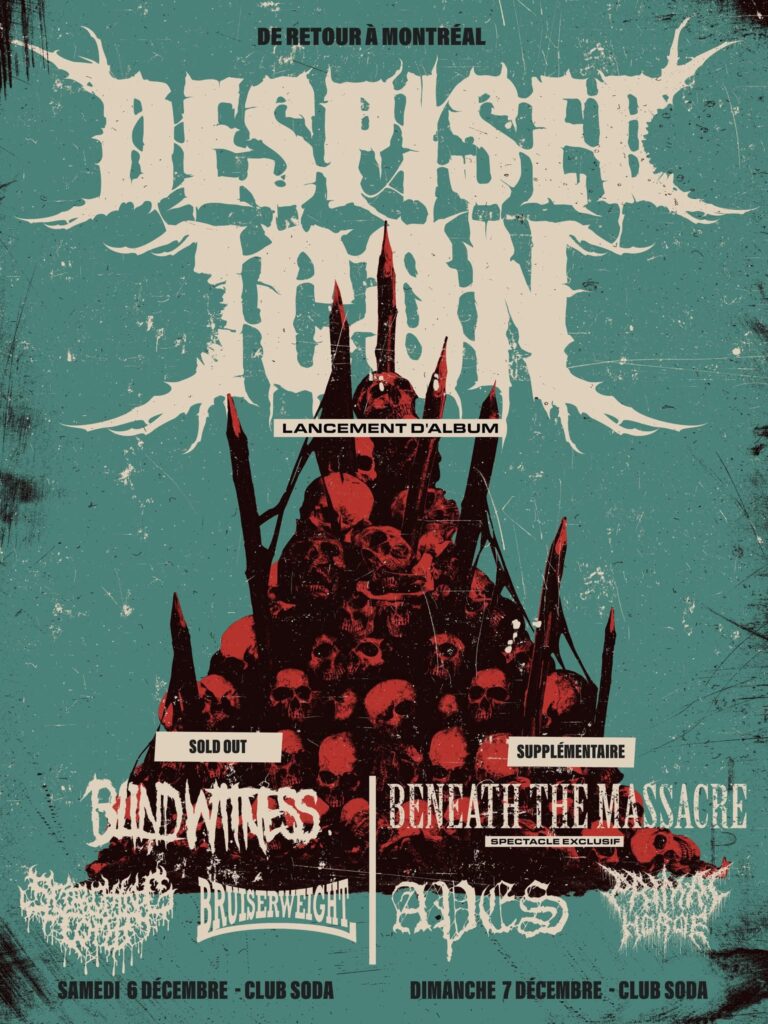 DESPISED ICON BLIND WITNESS SCORCHING TOMB BRUISERWEIGHT BENETEAH THE MASSACRE APES PRIMAL HORDE