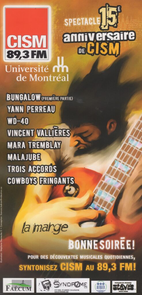 LES COWBOYS FRINGANTS TROIS ACCORDS MALAJUBE MARA TREMBLAY VINCENT VALLIÈRES WD-40 YANN PERREAU BUNGALOW