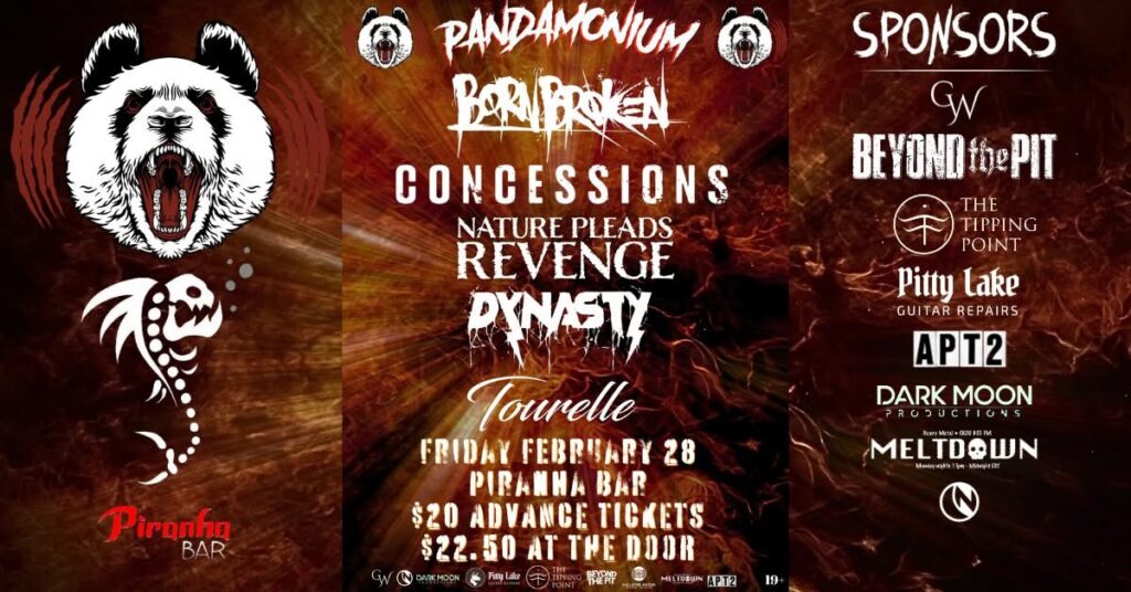 PANDAMONIUM BORN BROKEN CONCESSIONS NATURE PLEADS REVENGE DYNASTY TOURELLE