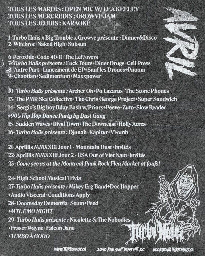 DINNER AND DISCO WITCHROT NAKED HIGH SUBSUN PEROXIDE CODE 40-11 THE LEF7OVERS FUCK TOUTE DINER DRUGS CELL PRESS SAUF LES DRONES PNOOM CHAOTIAN SEDIMENTUM MAXXPOWER ARCHER OH PO LAZARUS THE STONE PHONES THE PMR SKA COLLECTIVE THE CHRIS GEORGE PROJECT SUPER SANDWICH PRIORS PEEVE ZUTO SLOW READER DUST GANG SUDDEN WAVES RIVAL TOWN THE DOWNCAST HOLLY ACRES DJUNAH KAPITUR VVOMB MOUNTAIN DUST USA OUT OF VIETNAM MIKEY ERG BAND DOC HOPPER AUDIO VISCERAL CONDITIONS APPLY DOOMSDAY DEMENTIA SEUM FEED NICOLETTE AND THE NOBODIES FRASER WAYNE FALCON JANE