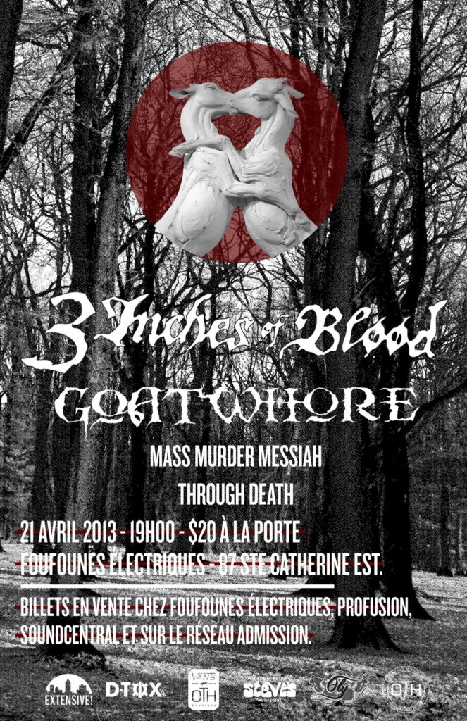 3 INCHES OF BLOOD GOATWHORE MASS MURDER MESSIAH THROUGH DEATH