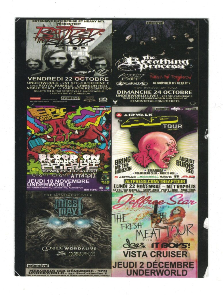 BAPTIZED IN BLOOD RAISED IN RUIN THE BREATHING PROCESS BORN OF OSIRIS BRING ME THE HORIZON AUGUST BURNS RED JEFFREE STAR MISS MAY I CONFIDE THE WORD ALIVE COLOSSUS OF RHODES BROADWAY GREELEY ESTATES FEAR BEFORE BLESS THE FALL CHIODOS EMAROSA FOXY SHAZAM CHUNK NO CAPTAIN CHUNK DEX IT BOYS VISTA CRUISER