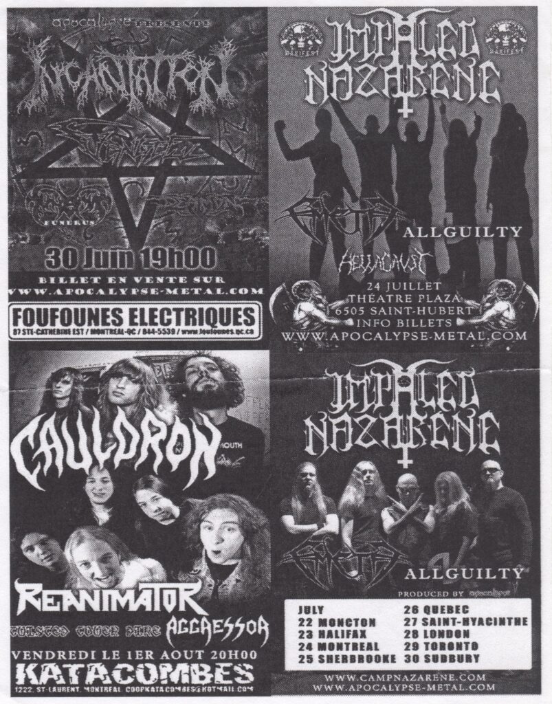 INCANTATION FUNERUS IMPIETY CAULDRON REANIMATOR AGGRESSOR IMPALED NAZARENE SPIRITUAL AUTOPSY ALLGUILTY HELLHAMMER