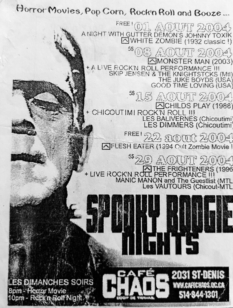 GUTTER DEMONS JOHNNY TOXIK SKIP JENSEN & THE KNIGHTSTICKS THE JUKE BOYS LES BALIVERNES LES DIMMERS MANIC MANON AND THE GUESTLIST LES VAUTOURS