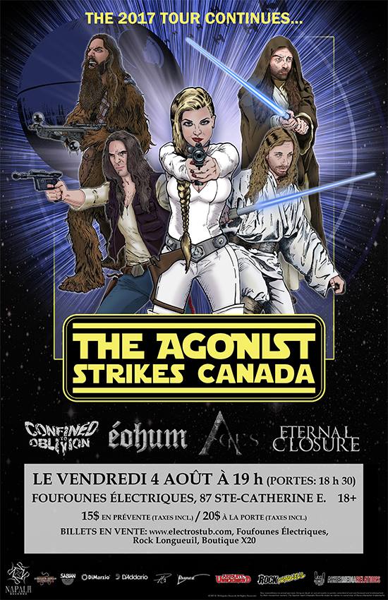 THE AGONIST STRIKES CANADA CONFINED OBLIVION ÉOHUM ETERNAL CLOSURE