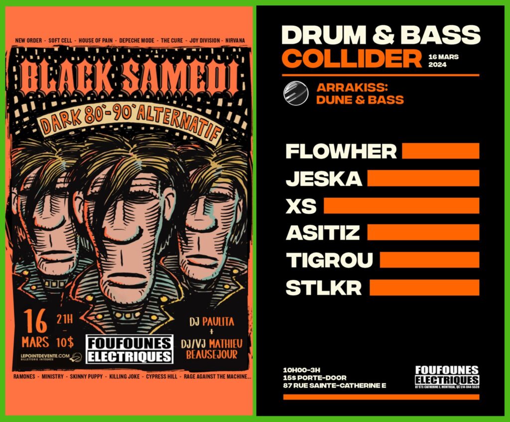 BLACK SAMEDI DJ PAULITA DJ/VJ MATHIEU BEAUSEJOUR FLOWHER JESKA XS ASITIZ TIGROU STLKR FOUFOUNES