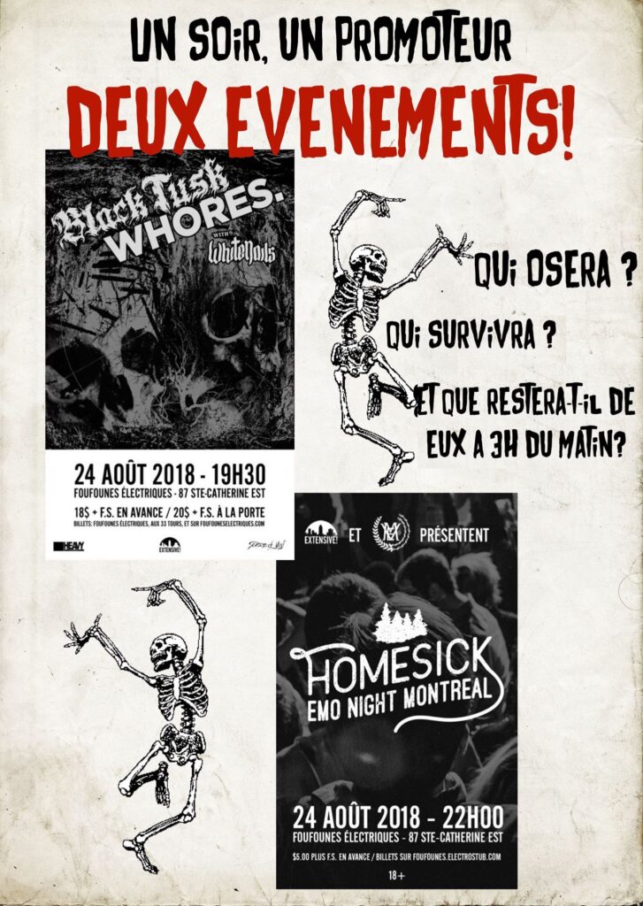 BLACK TUSK WHORES WHITE NOISES HOMESICK – EMO NIGHT MONTRÉAL