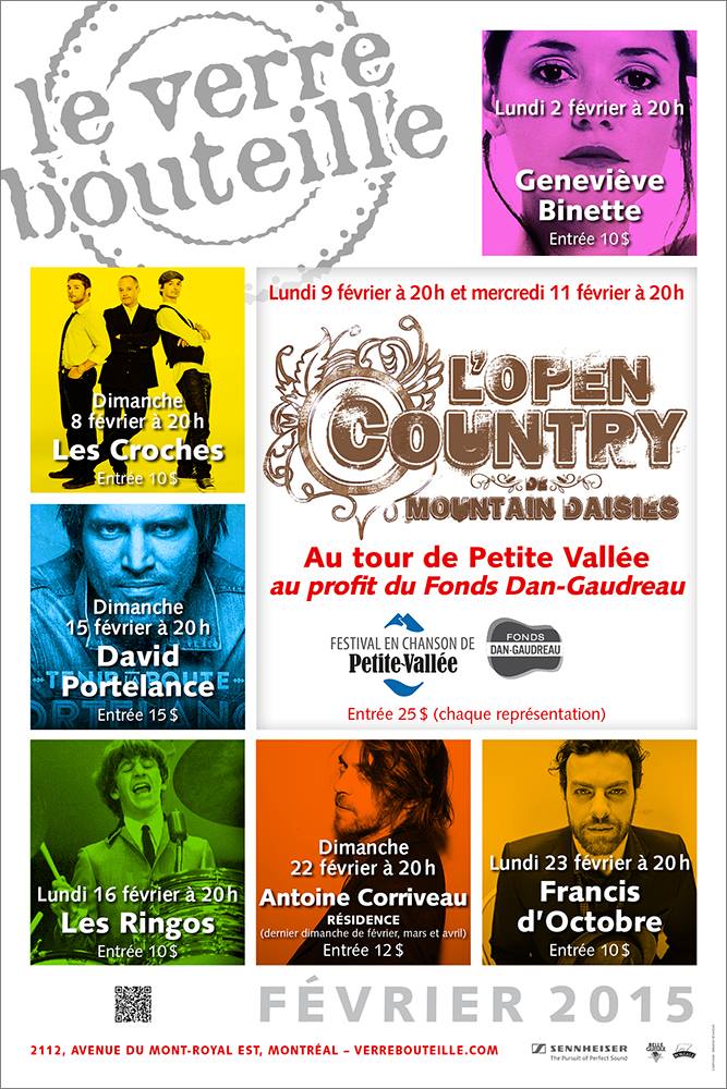 GENEVIÈVE BINETTE LES CROCHES L’OPEN COUNTRY DE MOUNTAIN DAISIES DAVID PORTELANCE LES RINGOS ANTOINE CORRIVEAU FRANCIS D’OCTOBRE