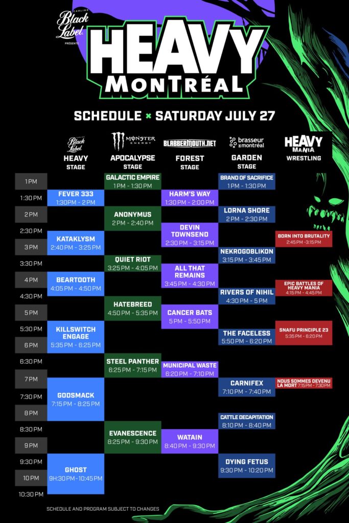 HEAVY MTL GHOST EVANESCENCE GODSMACK STEEL PANTHER KILLSWITCH ENGAGE HATEBREED BEARTOOTH KATAKLYSM FEVER 333 ANONYMUS QUIET RIOT ALL THAT REMAINS CANCER BATS MUNICIPAL WASTE DYING FETUS DEVIN TOWNSEND WATAIN CATTLE DECAPITATION THE FACELESS RIVERS OF NIHIL NEKROGOBLIKON LORNA SHORE HARM’S WAY BRAND OF SACRIFICE GALACTIC EMPIRE