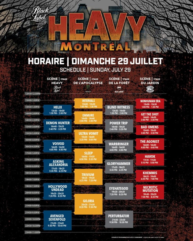 HEAVY MTL AVENGED SEVENFOLD GOJIRA HOLLYWOOD UNDEAD TRIVIUM ASKING ALEXANDRIA SLEEP VOIVOD DEMON HUNTER HELIX EMMURE ULTRA VOMIT INTERVALS BLIND WITNESS POWER TRIP WARBRINGER GLORYHAMMER EYEHATEGOD PERTURBATOR NONHUMAN ERA GET THE SHOT BAD OMENS THE AGONIST HAVOK KHEMMIS NECROTIC MUTATION