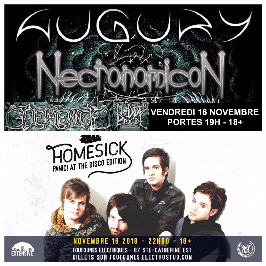 AUGURY NECRONOMICON DÉMENCE ION DISSONANCE  HOMESICK PANIC! AT THE DISCO EDITION