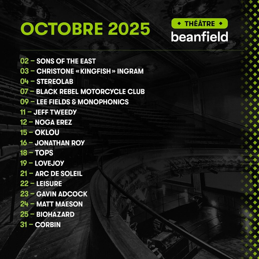 SONS OF THE EAST CHRISTONE « KINGFISH » INGRAM STEREOLAB BLACK REBEL MOTORCYCLE CLUB LEE FIELDS & MONOPHONICS JEFF TWEEDY NOGA EREZ OKLOU JONATHAN ROY TOPS LOVEJOY ARC DE SOLEIL LEISURE GAVIN ADCOCK MATT MAESON BIOHAZARD CORBIN