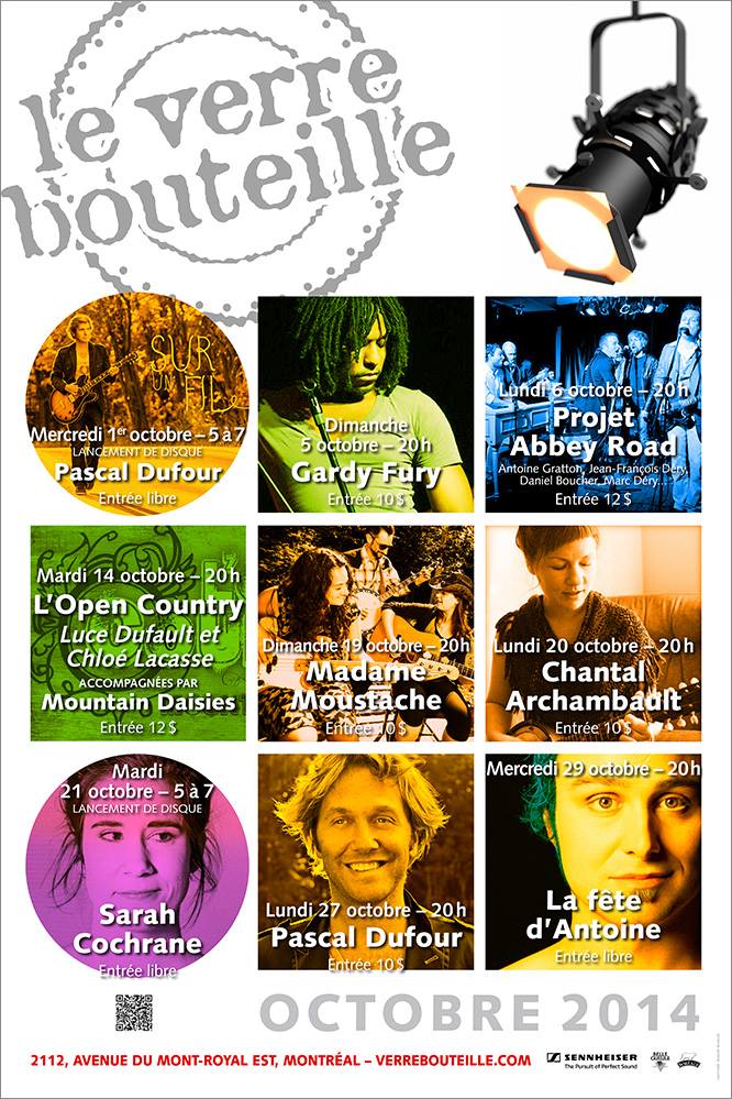 PASCAL DUFOUR GARDY FURY PROJET ABBEY ROAD ANTOINE GRATTON JEAN-FRANÇOIS DERY DANIEL BOUCHER MARC DÉRY L’OPEN COUNTRY LUCE DUFAULT CHLOÉ LACASSE MOUNTAIN DAISIES MADAME MOUSTACHE CHANTAL ARCHAMBAULT SARAH COCHRANE LA FÊTE D’ANTOINE