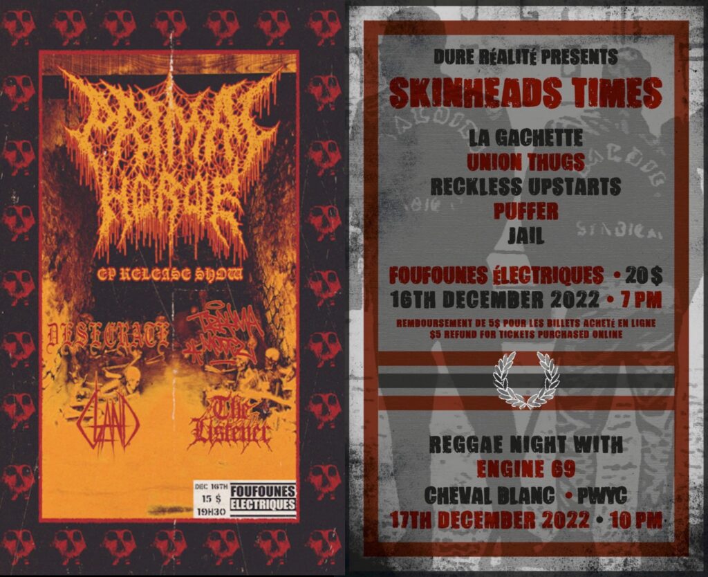 PRIMAL HORDE DESECRATE BOUND BY MORTAL CLAND THE LIFEBLOOD SKINHEADS TIMES LA GACHETTE UNION THUGS RECKLESS UPSTARTS PUFFER JAIL