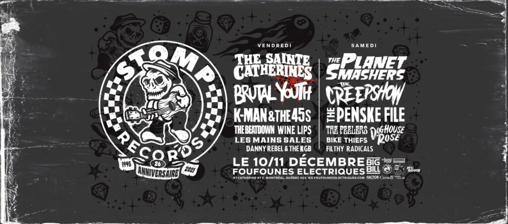 THE SAINTE CATHERINES BRUTAL YOUTH K-MAN & THE 45s THE BEATDOWN WINE LIPS LES MAINS SALES DANNY REBEL & THE KGB THE PLANET SMASHERS THE CREEPSHOW THE PENSKE FILE THE PEELERS DOGHOUSE ROSE BIKE THIEFS FILTHY RADICALS