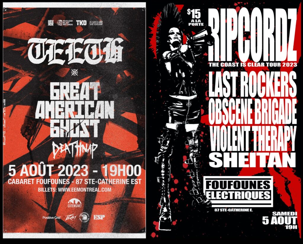 TEETH GREAT AMERICAN GHOST DEATHNAP RIPCORDZ LAST ROCKERS OBSCENE BRIGADE VIOLENT THERAPY SHEITAN