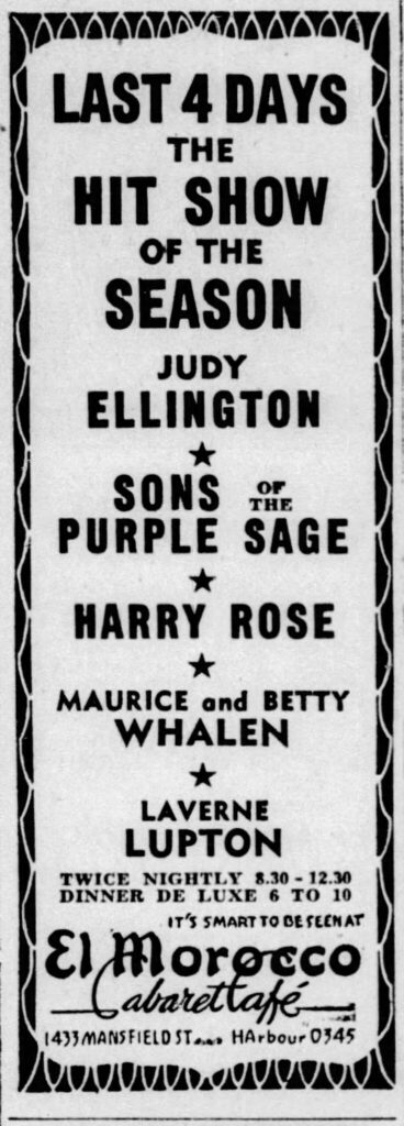 JUDY ELLINGTON SONS OF THE PURPLE SAGE HARRY ROSE MAURICE AND BETTY WHALEN LAVERNE LUPTON