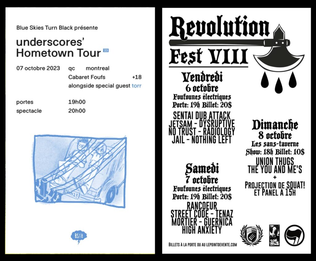 UNDERSCORES TORR SENTAI DUB ATTACK JETSAM DYSRUPTIVE NO TRUST RADIOLOGY JAIL NOTHING LEFT RANCOEUR STREET CODE TENAZ MORTIER GUERNICA HIGH ANXIETY UNION THUGS THE YOU AND ME’S