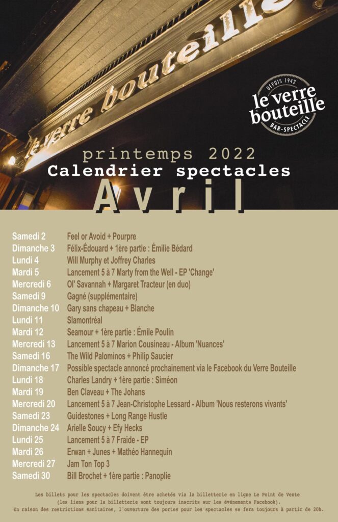 VERRE BOUTEILLE FEEL OR AVOID POURPRE FÉLIX-ÉDOUARD ÉMILIE BÉDARD WILL MURPHY JOFFREY CHARLES MARTY FROM THE WELL OL’ SAVANNAH MARGARET TRACTEUR GAGNÉ GARY SANS CHAPEAU BLANCHE SLAMONTRÉAL SEAMOUR ÉMILIE POULIN MARION COUSINEAU THE WILD PALOMINOS PHILIP SAUCIER CHARLES LANDRY SIMÉON BEN CLAVEAU THE JOHANS JEAN-CHRISTOPHE LESSARD GUIDESTONES LONG RANGE HUSTLE ARIELLE SOUCY EFY HECKS FRAIDE ERWAN JONES MATHÉO HANNEQUIN JAM TON TOP 3 BILL BROCHET PANOPLIE