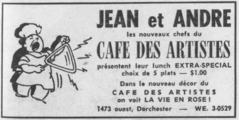 Café des Artistes (Montréal) — photo d’époque