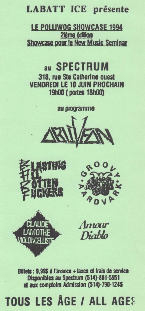 OBLIVEON BARF GROOVY AARDVARK CLAUDE LAMOTHE AMOUR DIABLO