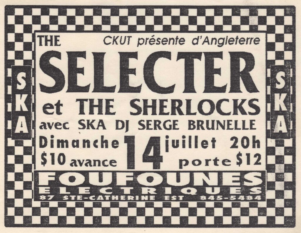 THE SELECTER THE SHERLOCKS DJ SERGE BRUNELLE