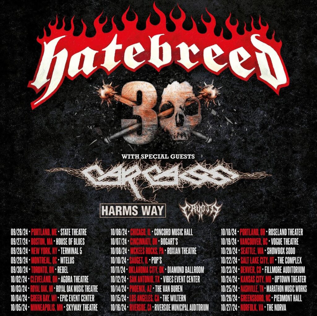 HATEBREED CARCASS HARM’S WAY CRYPTA