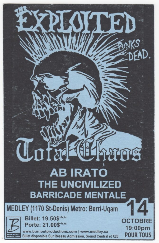 THE EXPLOITED TOTAL CHAOS AB IRATO UNCIVILIZED BARRICADE MENTALE