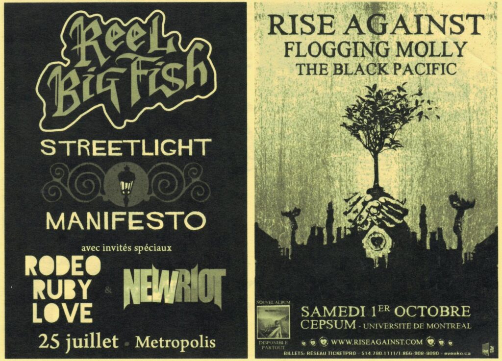 REEL BIG FISH STREETLIGHT MANIFESTO RODEO RUBY LOVE NEW RIOT RISE AGAINST FLOGGING MOLLY THE BLACK PACIFIC