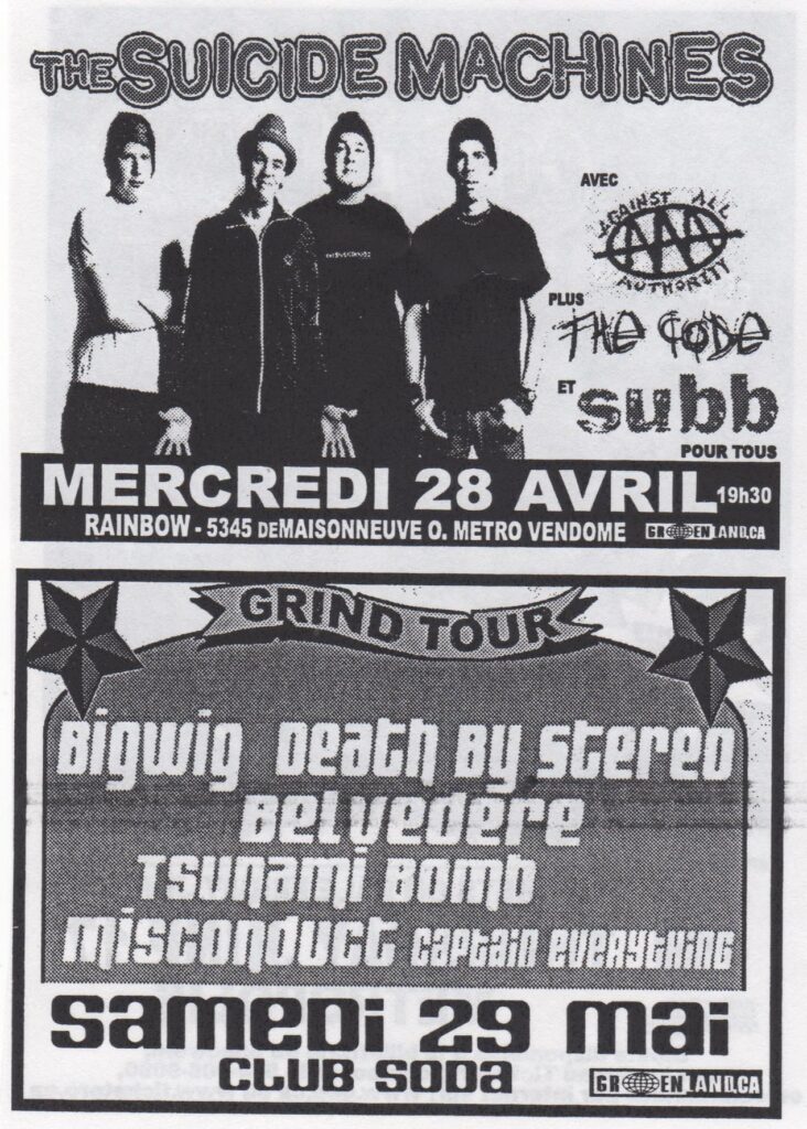 SUICIDE MACHINES AGAINST ALL AUTHORITY THE CODE SUBB BIGWIG DEATH BY STEREO BELVEDERE TSUNAMI BOMB MISCONDUCT CAPTAIN EVERYTHING