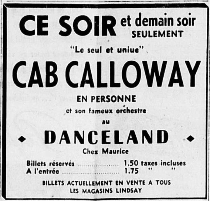 Annonce — Cab Calloway