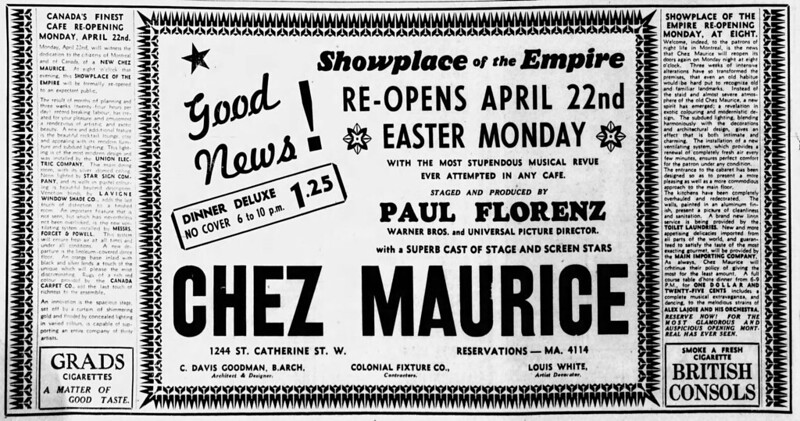 Annonce — Chez Maurice
