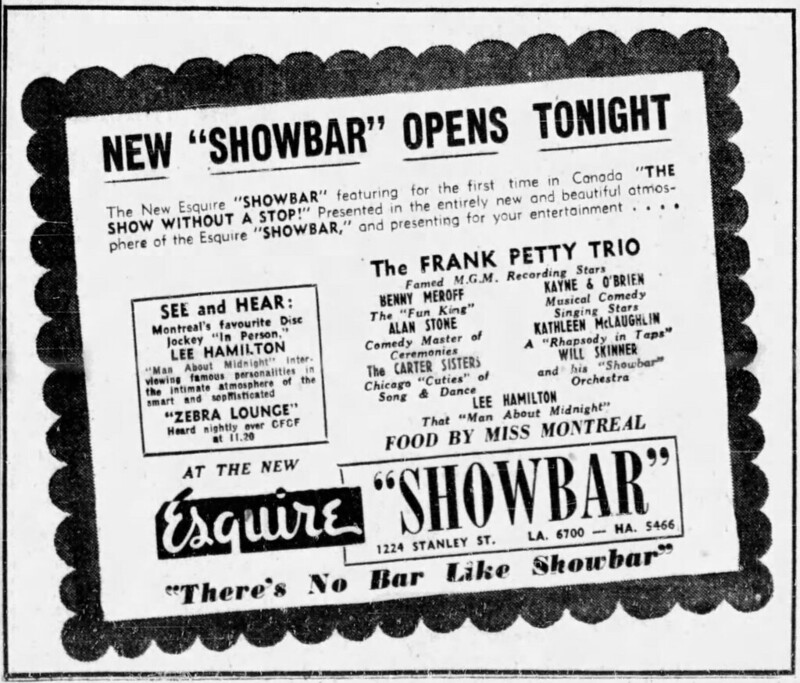 Advertisement — Esquire Show Bar 1951