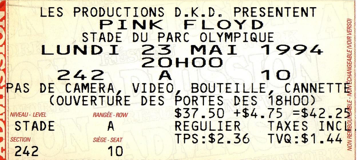 Ticket — Pink Floyd